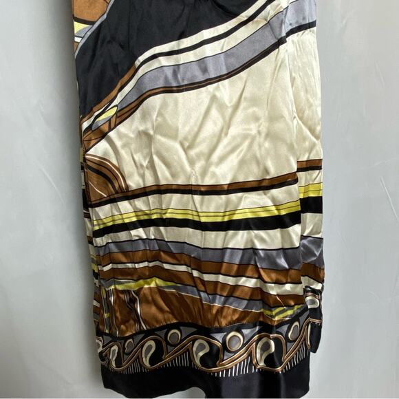 Kale Bob Women's Silk Mini Dress Size Small Short Sleeve Retro Pattern Sun Dress - Picture 4 of 8